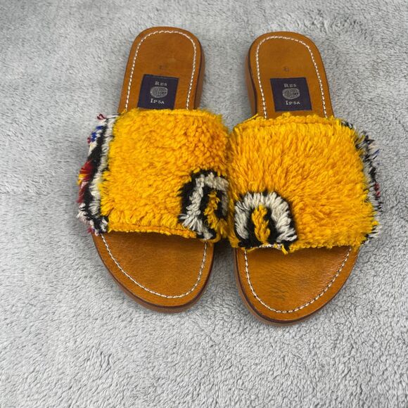 RES IPSA Rug Sandal Womens Slide Sz 8 Yellow Moroccan Comfort Casual Slip On - Picture 4 of 15